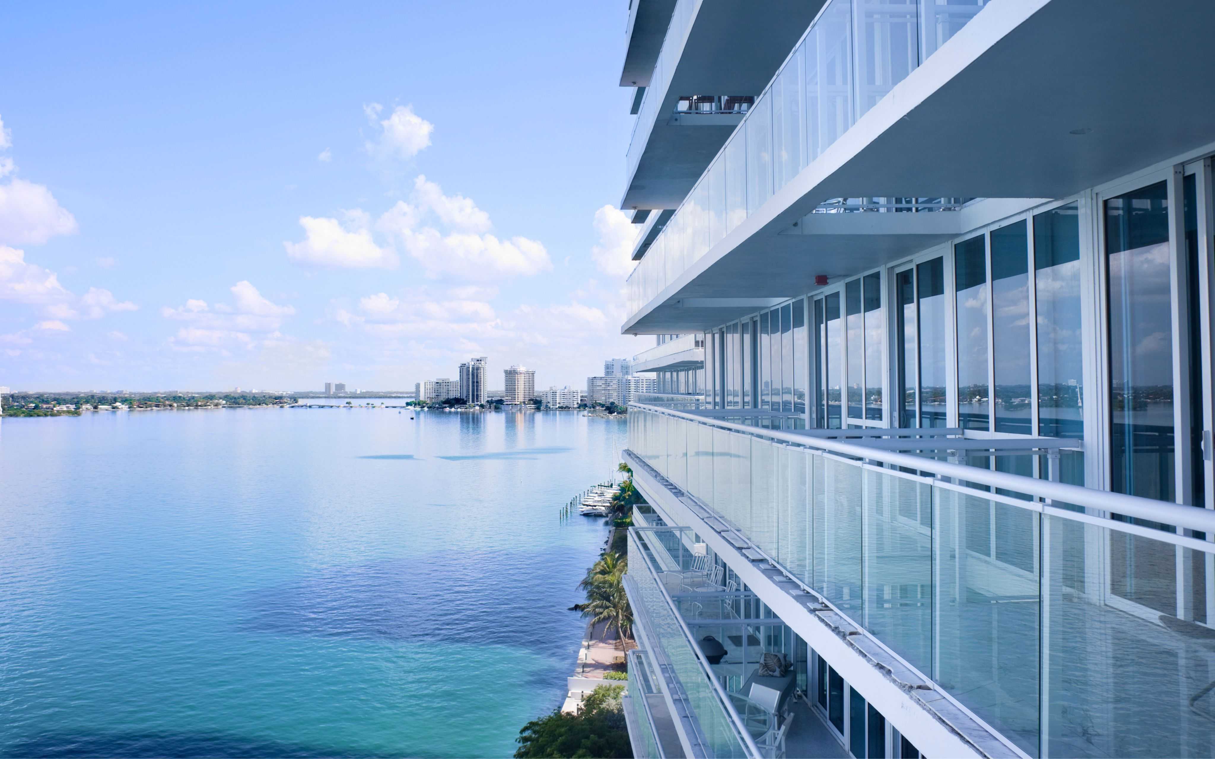 Ocean view from luxury building apartment